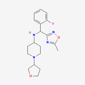 N-[(2-fluorophenyl)-(5-methyl-1,2,4-oxadiazol-3-yl)methyl]-1-(oxolan-3-yl)piperidin-4-amine