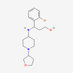 molecular formula C18H27BrN2O2 B6981753 3-(2-Bromophenyl)-3-[[1-(oxolan-3-yl)piperidin-4-yl]amino]propan-1-ol 