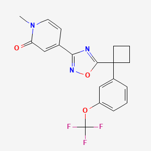 1-Methyl-4-[5-[1-[3-(trifluoromethoxy)phenyl]cyclobutyl]-1,2,4-oxadiazol-3-yl]pyridin-2-one