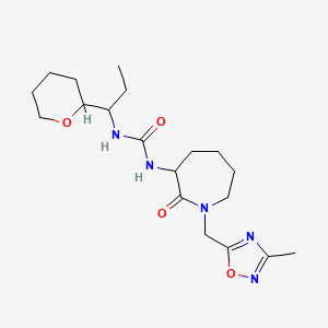 molecular formula C19H31N5O4 B6981875 1-[1-[(3-Methyl-1,2,4-oxadiazol-5-yl)methyl]-2-oxoazepan-3-yl]-3-[1-(oxan-2-yl)propyl]urea 