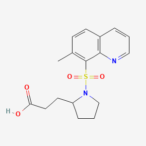 molecular formula C17H20N2O4S B6981876 3-[1-(7-Methylquinolin-8-yl)sulfonylpyrrolidin-2-yl]propanoic acid 