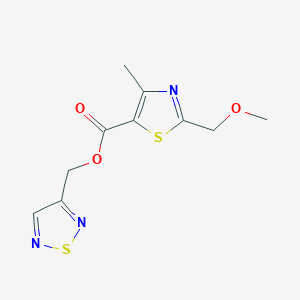 molecular formula C10H11N3O3S2 B6981940 1,2,5-Thiadiazol-3-ylmethyl 2-(methoxymethyl)-4-methyl-1,3-thiazole-5-carboxylate 