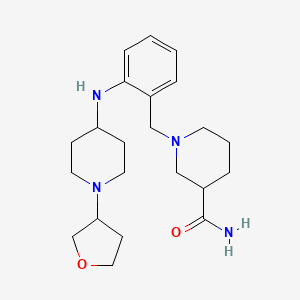 molecular formula C22H34N4O2 B6981946 1-[[2-[[1-(Oxolan-3-yl)piperidin-4-yl]amino]phenyl]methyl]piperidine-3-carboxamide 