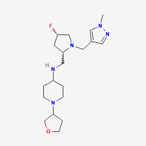 molecular formula C19H32FN5O B6981962 N-[[(2S,4S)-4-fluoro-1-[(1-methylpyrazol-4-yl)methyl]pyrrolidin-2-yl]methyl]-1-(oxolan-3-yl)piperidin-4-amine 