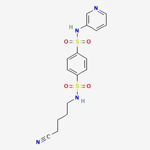 molecular formula C16H18N4O4S2 B6982001 1-N-(4-cyanobutyl)-4-N-pyridin-3-ylbenzene-1,4-disulfonamide 