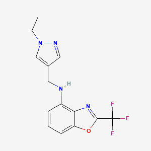 molecular formula C14H13F3N4O B6982086 N-[(1-ethylpyrazol-4-yl)methyl]-2-(trifluoromethyl)-1,3-benzoxazol-4-amine 