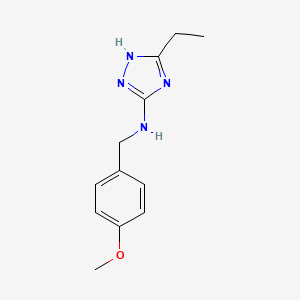 molecular formula C12H16N4O B6982139 5-ethyl-N-[(4-methoxyphenyl)methyl]-1H-1,2,4-triazol-3-amine 