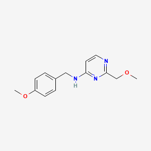 molecular formula C14H17N3O2 B6982172 2-(methoxymethyl)-N-[(4-methoxyphenyl)methyl]pyrimidin-4-amine 