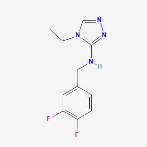 molecular formula C11H12F2N4 B6982192 N-[(3,4-difluorophenyl)methyl]-4-ethyl-1,2,4-triazol-3-amine 