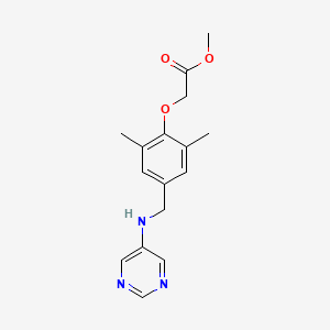 molecular formula C16H19N3O3 B6982193 Methyl 2-[2,6-dimethyl-4-[(pyrimidin-5-ylamino)methyl]phenoxy]acetate 