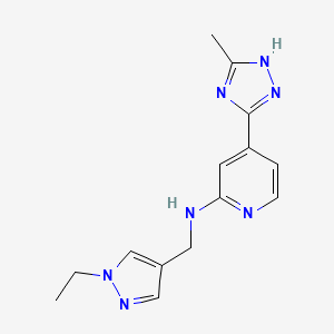 molecular formula C14H17N7 B6982207 N-[(1-ethylpyrazol-4-yl)methyl]-4-(5-methyl-1H-1,2,4-triazol-3-yl)pyridin-2-amine 