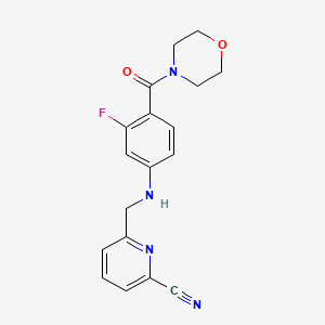 molecular formula C18H17FN4O2 B6982227 6-[[3-Fluoro-4-(morpholine-4-carbonyl)anilino]methyl]pyridine-2-carbonitrile 