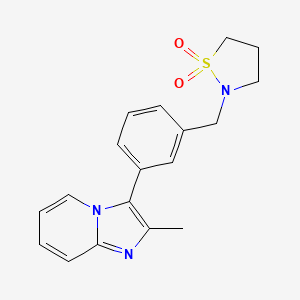 molecular formula C18H19N3O2S B6982242 2-[[3-(2-Methylimidazo[1,2-a]pyridin-3-yl)phenyl]methyl]-1,2-thiazolidine 1,1-dioxide 