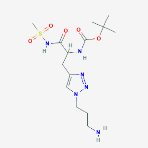 molecular formula C14H26N6O5S B6982250 tert-butyl N-[3-[1-(3-aminopropyl)triazol-4-yl]-1-(methanesulfonamido)-1-oxopropan-2-yl]carbamate 