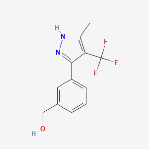 molecular formula C12H11F3N2O B6982255 [3-[5-methyl-4-(trifluoromethyl)-1H-pyrazol-3-yl]phenyl]methanol 