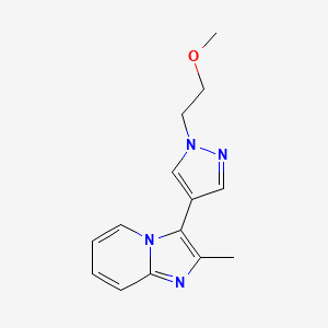 molecular formula C14H16N4O B6982258 3-[1-(2-Methoxyethyl)pyrazol-4-yl]-2-methylimidazo[1,2-a]pyridine 