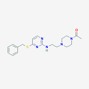 molecular formula C19H25N5OS B6982266 1-[4-[2-[(4-Benzylsulfanylpyrimidin-2-yl)amino]ethyl]piperazin-1-yl]ethanone 