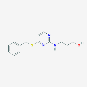 molecular formula C14H17N3OS B6982269 3-[(4-Benzylsulfanylpyrimidin-2-yl)amino]propan-1-ol 