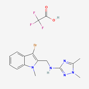 molecular formula C16H17BrF3N5O2 B6982320 N-[(3-bromo-1-methylindol-2-yl)methyl]-1,5-dimethyl-1,2,4-triazol-3-amine;2,2,2-trifluoroacetic acid 