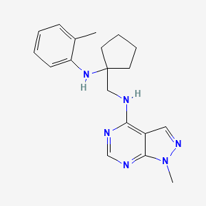 molecular formula C19H24N6 B6982326 1-methyl-N-[[1-(2-methylanilino)cyclopentyl]methyl]pyrazolo[3,4-d]pyrimidin-4-amine 