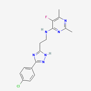 molecular formula C16H16ClFN6 B6982349 N-[2-[3-(4-chlorophenyl)-1H-1,2,4-triazol-5-yl]ethyl]-5-fluoro-2,6-dimethylpyrimidin-4-amine 