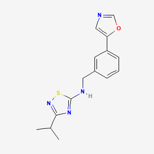 molecular formula C15H16N4OS B6982353 N-[[3-(1,3-oxazol-5-yl)phenyl]methyl]-3-propan-2-yl-1,2,4-thiadiazol-5-amine 