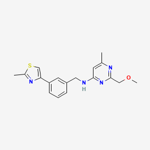 2-(methoxymethyl)-6-methyl-N-[[3-(2-methyl-1,3-thiazol-4-yl)phenyl]methyl]pyrimidin-4-amine