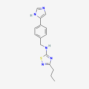 molecular formula C15H17N5S B6982376 N-[[4-(1H-imidazol-5-yl)phenyl]methyl]-3-propyl-1,2,4-thiadiazol-5-amine 