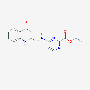 molecular formula C21H24N4O3 B6982385 ethyl 4-tert-butyl-6-[(4-oxo-1H-quinolin-2-yl)methylamino]pyrimidine-2-carboxylate 