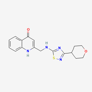 2-[[[3-(oxan-4-yl)-1,2,4-thiadiazol-5-yl]amino]methyl]-1H-quinolin-4-one