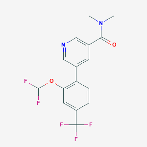 molecular formula C16H13F5N2O2 B6982429 5-[2-(difluoromethoxy)-4-(trifluoromethyl)phenyl]-N,N-dimethylpyridine-3-carboxamide 