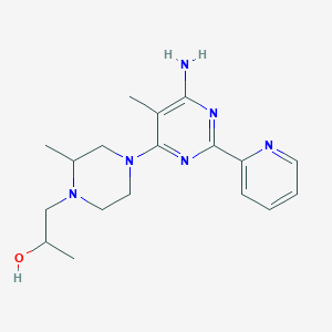 molecular formula C18H26N6O B6982436 1-[4-(6-Amino-5-methyl-2-pyridin-2-ylpyrimidin-4-yl)-2-methylpiperazin-1-yl]propan-2-ol 