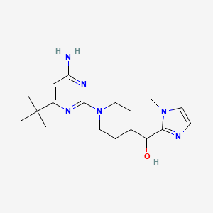 molecular formula C18H28N6O B6982467 [1-(4-Amino-6-tert-butylpyrimidin-2-yl)piperidin-4-yl]-(1-methylimidazol-2-yl)methanol 