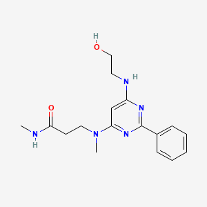 molecular formula C17H23N5O2 B6982492 3-[[6-(2-hydroxyethylamino)-2-phenylpyrimidin-4-yl]-methylamino]-N-methylpropanamide 