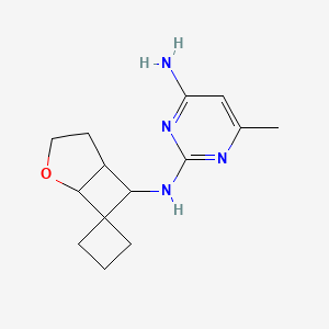 molecular formula C14H20N4O B6982506 6-methyl-2-N-spiro[2-oxabicyclo[3.2.0]heptane-7,1'-cyclobutane]-6-ylpyrimidine-2,4-diamine 