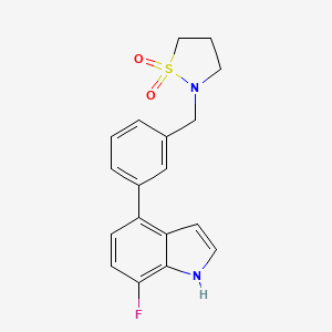 2-[[3-(7-fluoro-1H-indol-4-yl)phenyl]methyl]-1,2-thiazolidine 1,1-dioxide