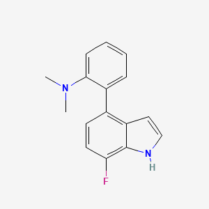 molecular formula C16H15FN2 B6982560 2-(7-fluoro-1H-indol-4-yl)-N,N-dimethylaniline 