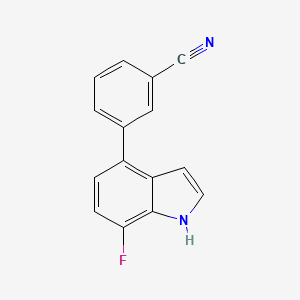 molecular formula C15H9FN2 B6982561 3-(7-fluoro-1H-indol-4-yl)benzonitrile 