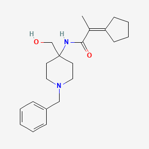 molecular formula C21H30N2O2 B6982593 N-[1-benzyl-4-(hydroxymethyl)piperidin-4-yl]-2-cyclopentylidenepropanamide 