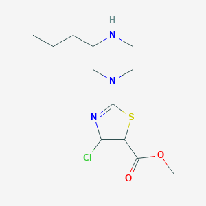 molecular formula C12H18ClN3O2S B6982668 Methyl 4-chloro-2-(3-propylpiperazin-1-yl)-1,3-thiazole-5-carboxylate 