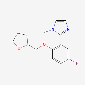 molecular formula C15H17FN2O2 B6982711 2-[5-Fluoro-2-(oxolan-2-ylmethoxy)phenyl]-1-methylimidazole 