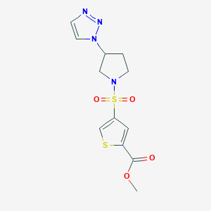 molecular formula C12H14N4O4S2 B6982858 Methyl 4-[3-(triazol-1-yl)pyrrolidin-1-yl]sulfonylthiophene-2-carboxylate 