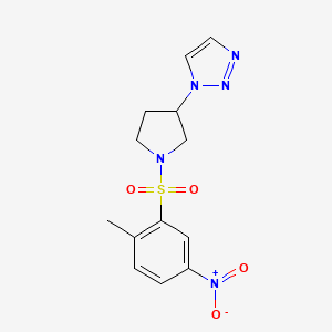 molecular formula C13H15N5O4S B6982874 1-[1-(2-Methyl-5-nitrophenyl)sulfonylpyrrolidin-3-yl]triazole 