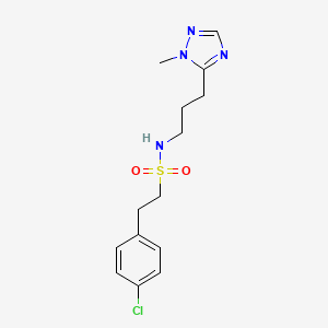 molecular formula C14H19ClN4O2S B6982890 2-(4-chlorophenyl)-N-[3-(2-methyl-1,2,4-triazol-3-yl)propyl]ethanesulfonamide 