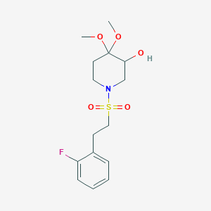 molecular formula C15H22FNO5S B6982910 1-[2-(2-Fluorophenyl)ethylsulfonyl]-4,4-dimethoxypiperidin-3-ol 