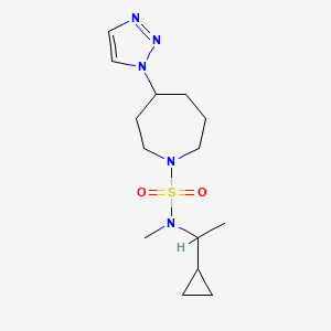 molecular formula C14H25N5O2S B6982958 N-(1-cyclopropylethyl)-N-methyl-4-(triazol-1-yl)azepane-1-sulfonamide 