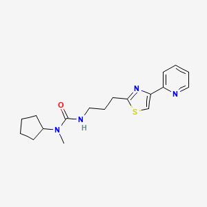 molecular formula C18H24N4OS B6982971 1-Cyclopentyl-1-methyl-3-[3-(4-pyridin-2-yl-1,3-thiazol-2-yl)propyl]urea 