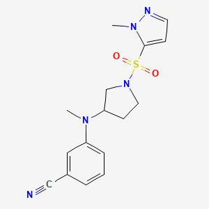 3-[Methyl-[1-(2-methylpyrazol-3-yl)sulfonylpyrrolidin-3-yl]amino]benzonitrile