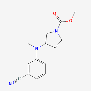 molecular formula C14H17N3O2 B6982990 methyl 3-(3-cyano-N-methylanilino)pyrrolidine-1-carboxylate 