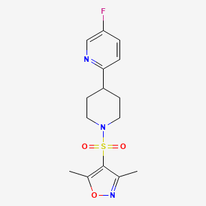 molecular formula C15H18FN3O3S B6983038 4-[4-(5-Fluoropyridin-2-yl)piperidin-1-yl]sulfonyl-3,5-dimethyl-1,2-oxazole 